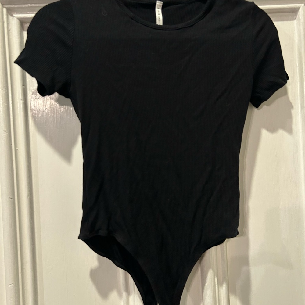 Lulu's Black Ribbed Bodysuit